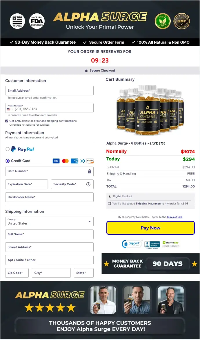 Alpha Surge Order Page